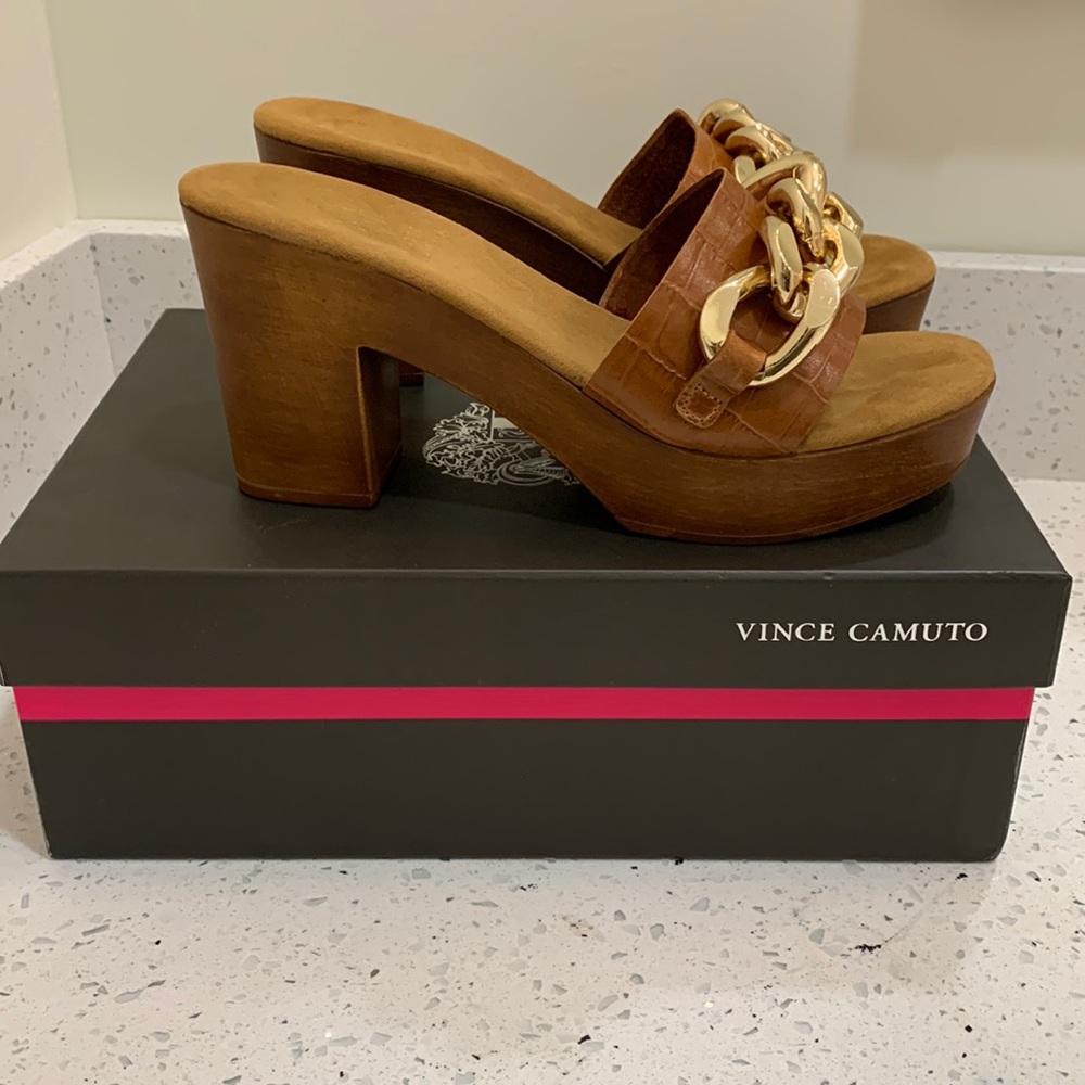 Vince Camuto VC-LEETA heeled mule Cogna croco  leather . NWT and box